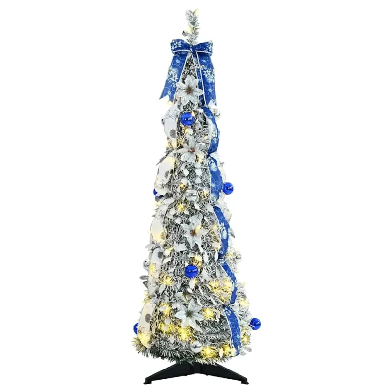 Dirbtinė Kalėdų eglutė su 50 LED s stovu Balta 120 cm PVC