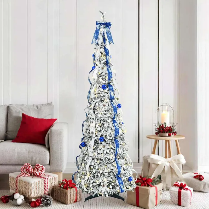 Dirbtinė Kalėdų eglutė su 150 LED s stovu Balta 180 cm PVC