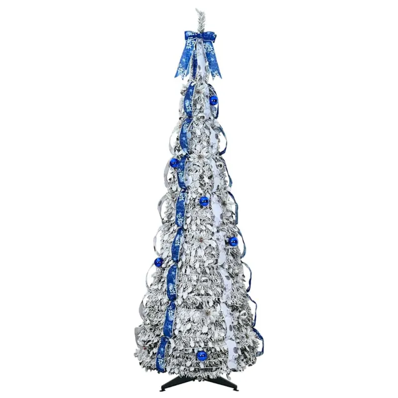 Dirbtinė Kalėdų eglutė su 150 LED s stovu Balta 180 cm PVC