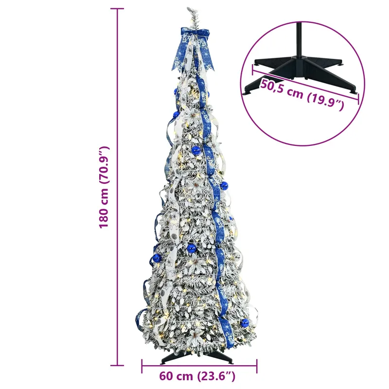Dirbtinė Kalėdų eglutė su 150 LED s stovu Balta 180 cm PVC