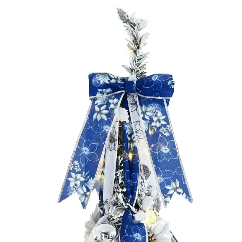 Dirbtinė Kalėdų eglutė su 200 LED s stovu Balta 210 cm PVC