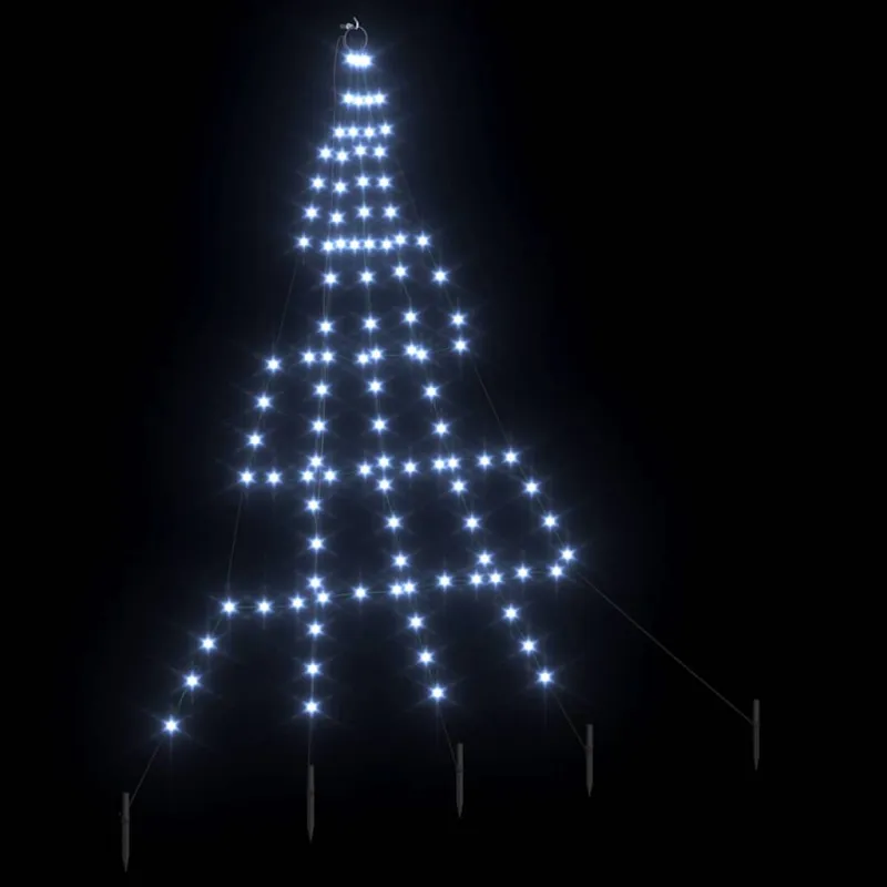 LED Kalėdinė eglutė su žemės kuoleliais Šalta balta 182 cm