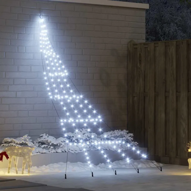 LED Kalėdinė eglutė su žemės kuoleliais Šalta balta 306 cm