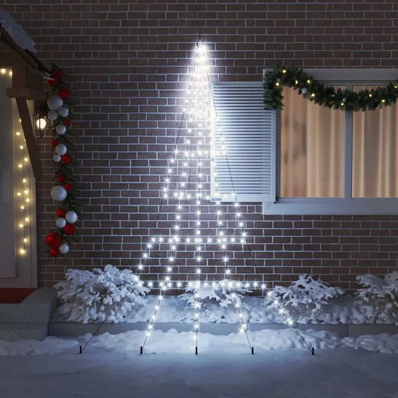 LED Kalėdinė eglutė su žemės kuoleliais Šalta balta 306 cm