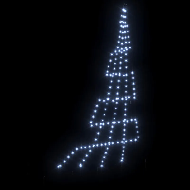LED Kalėdinė eglutė su žemės kuoleliais Šalta balta 306 cm