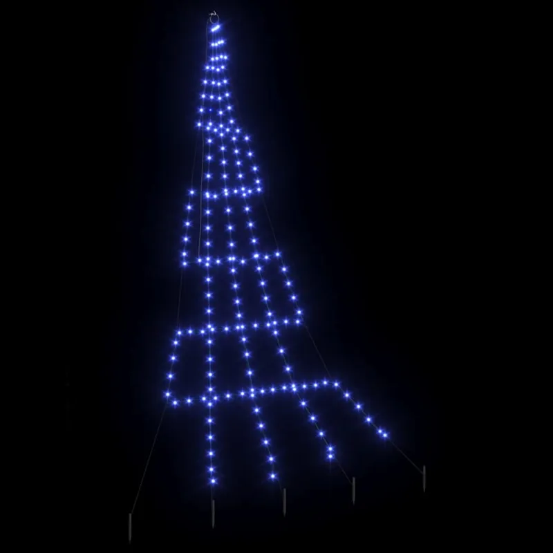 LED Kalėdinė eglutė su žemės kuoleliais Mėlyna 306 cm metalas