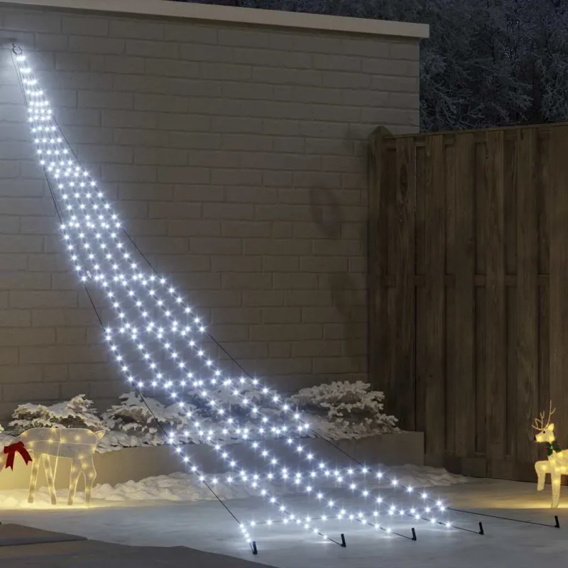 LED Kalėdinė eglutė su žemės kuoleliais Šalta balta 511 cm