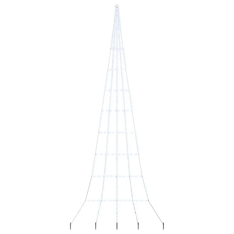 LED Kalėdinė eglutė su žemės kuoleliais Šalta balta 511 cm