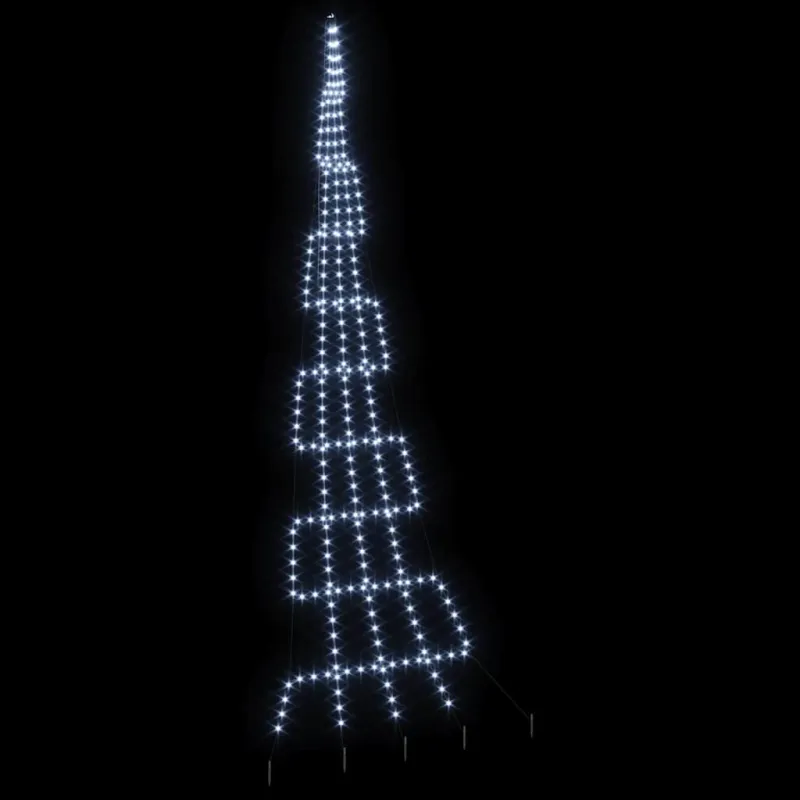 LED Kalėdinė eglutė su žemės kuoleliais Šalta balta 511 cm