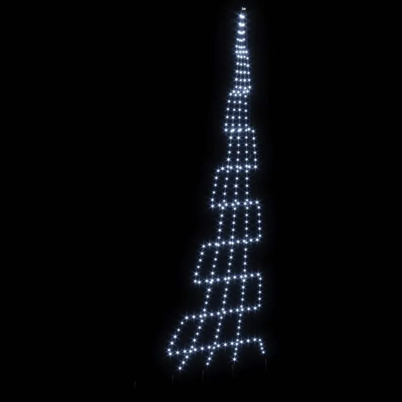 LED Kalėdinė eglutė su žemės kuoleliais Šalta balta 511 cm