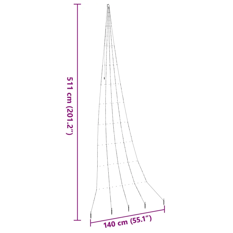 LED Kalėdinė eglutė su žemės kuoleliais Šalta balta 511 cm