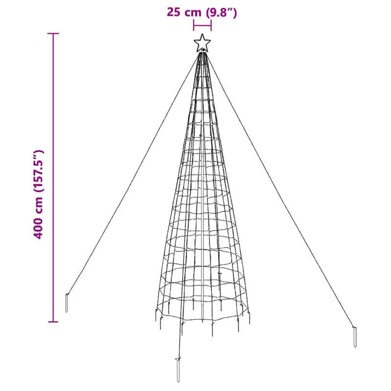 LED Kalėdinė eglutė su žemės kuoleliais Įvairiaspalvis 400 cm