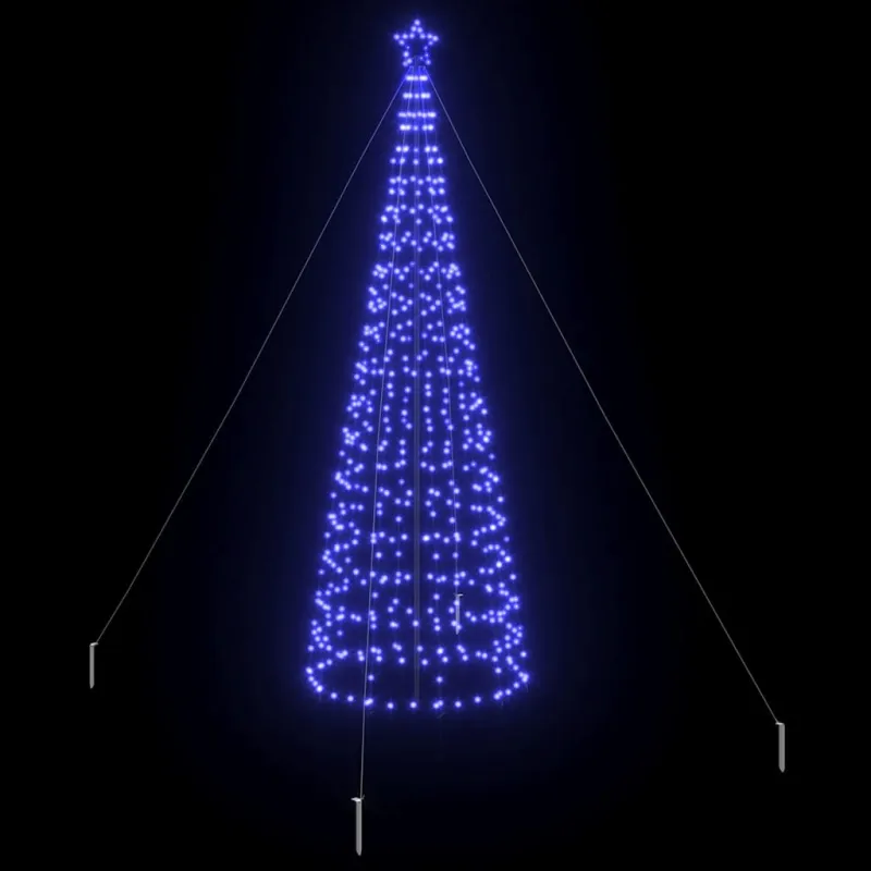 LED Kalėdinė eglutė su žemės kuoleliais Mėlyna 400 cm Geležis