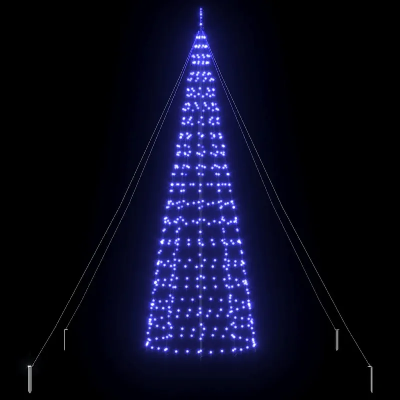 LED Kalėdinė eglutė su žemės kuoleliais Mėlyna 400 cm Geležis