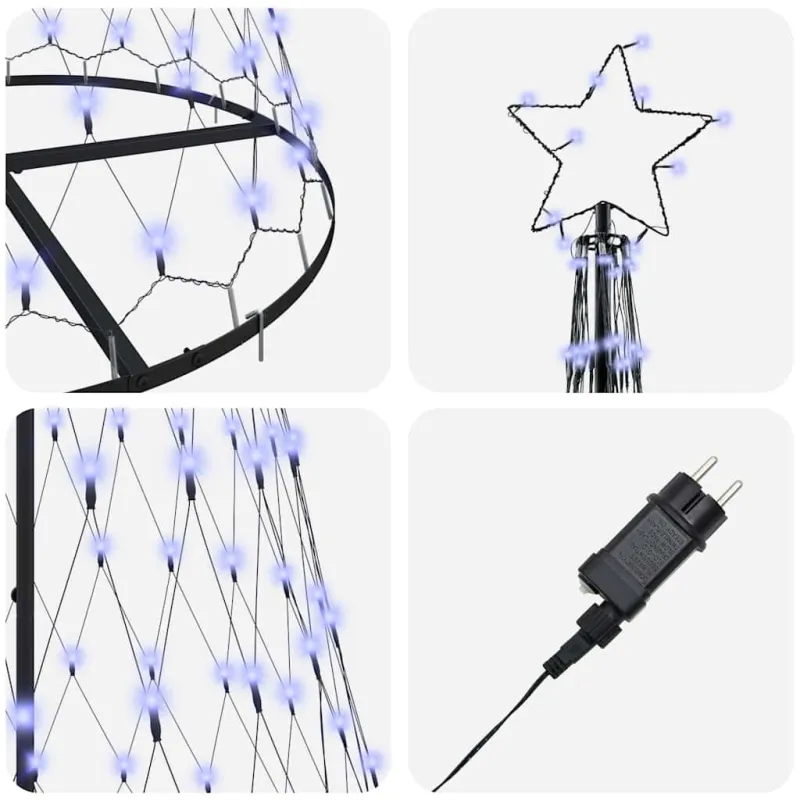 LED Kalėdų medis su 295 LED s stovu Mėlyna 250 cm metalas