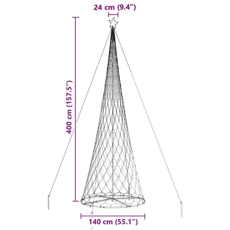 LED Kalėdų medis su 455 LED Įvairiaspalvis 399 cm metalas