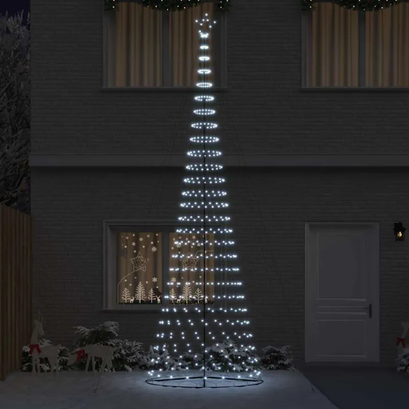 LED Kalėdų medis su 555 LED s stovu Šalta balta 500 cm metalas