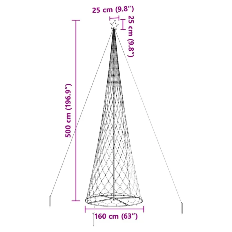 LED Kalėdų medis su 555 LED s stovu Šalta balta 500 cm metalas