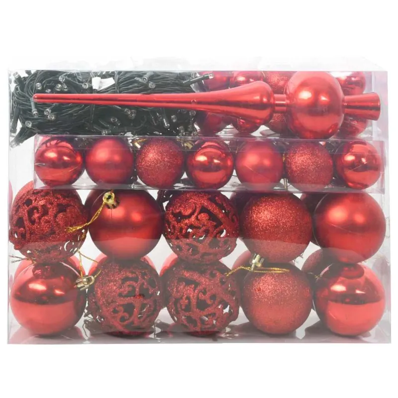 Kalėdinių Kraitės Rinkinys su 150 LED 61 pcs Raudona Plastmasė