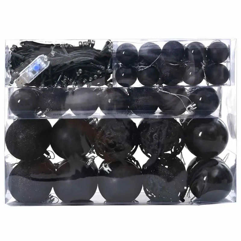 Kalėdinių Kraitės Rinkinys su 150 LED 61 pcs Juoda Plastmasė
