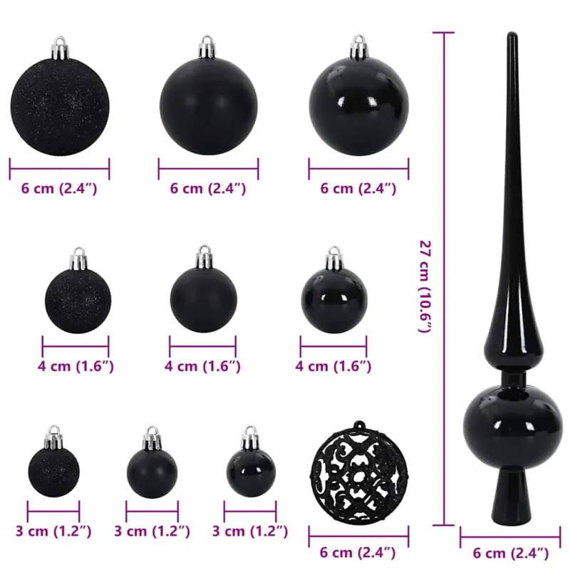 Kalėdinių Kraitės Rinkinys su 300 LED 120 pcs Juoda Plastmasė