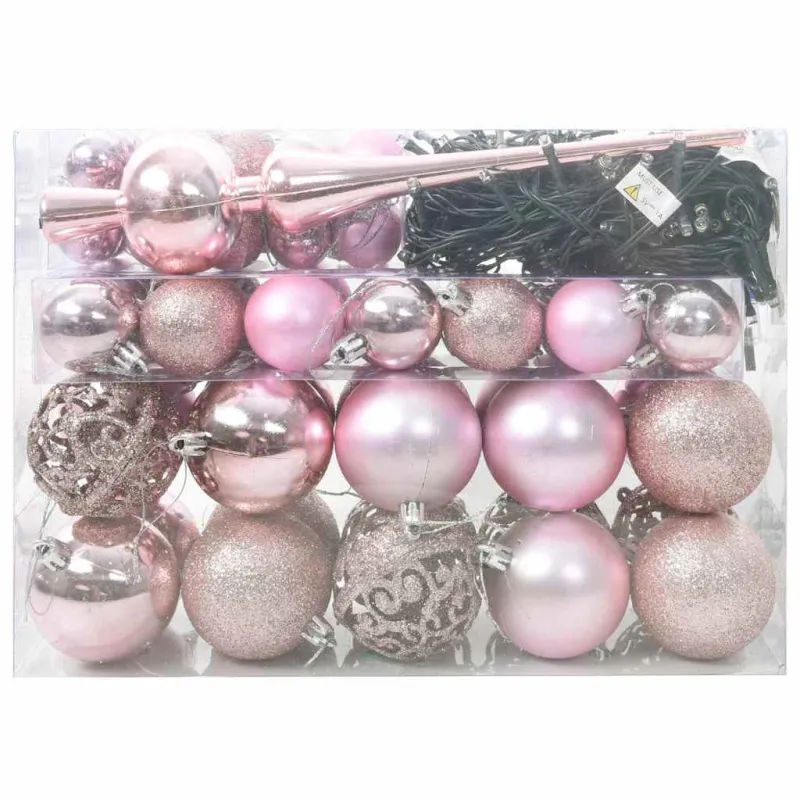 Kalėdinių Kraitės Rinkinys su 150 LED 61 pcs Rožinė Plastmasė