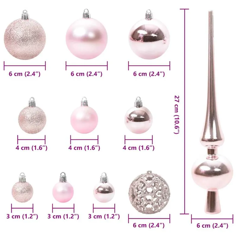 Kalėdinių Kraitės Rinkinys su 150 LED 61 pcs Rožinė Plastmasė