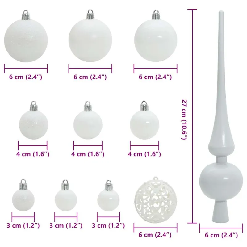Kalėdinių Kraitės Rinkinys su 150 LED 61 pcs Balta Plastmasė