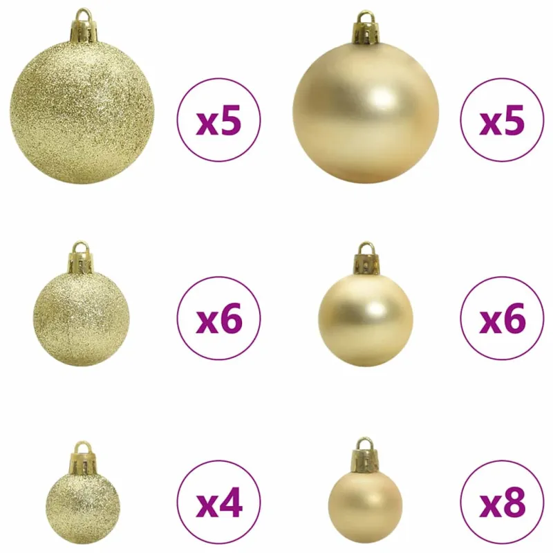 Kalėdinių Kraitės Rinkinys su 150 LED 61 pcs Auksinė Plastmasė