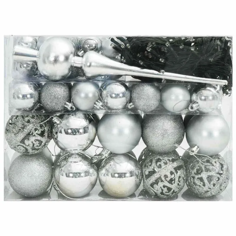 Kalėdinių Kraitės Rinkinys su 150 LED 61 pcs Sidabro Plastmasė