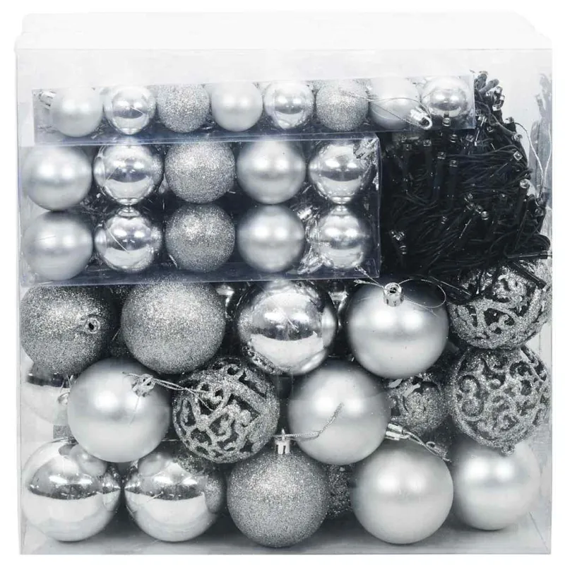 Kalėdinių Kraitės Rinkinys su 300 LED 120 pcs Sidabro Plastmasė