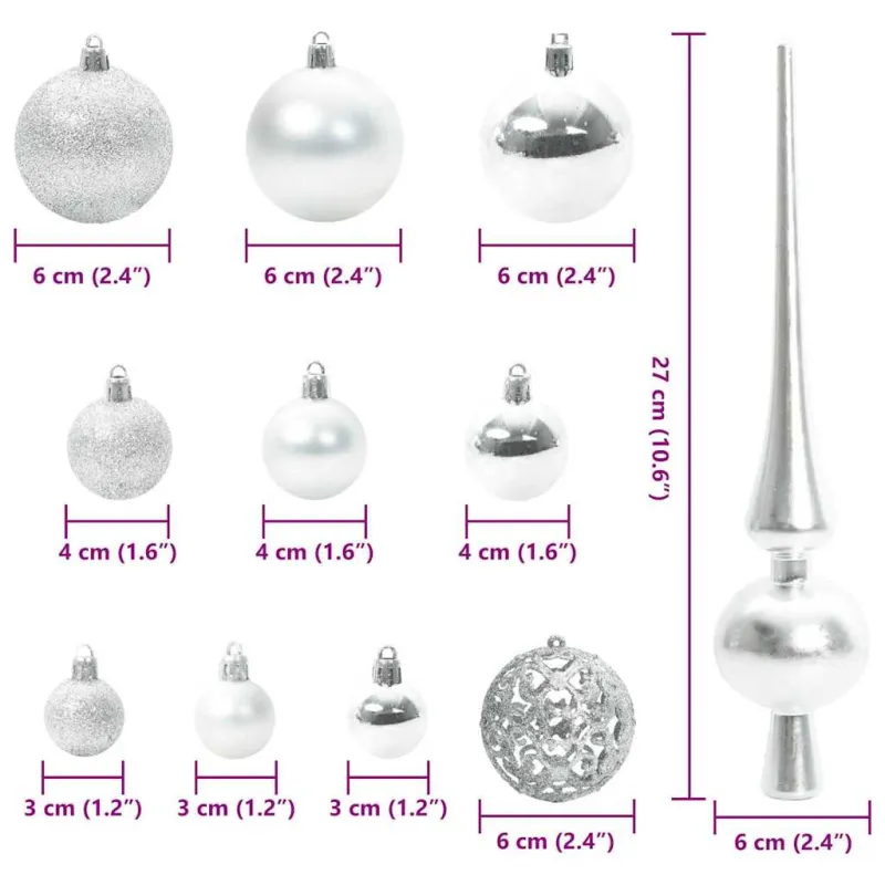 Kalėdinių Kraitės Rinkinys su 300 LED 120 pcs Sidabro Plastmasė