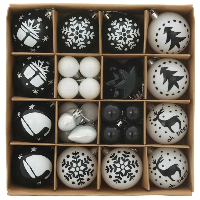 Kalėdinių Kraitės Rinkinys 40 pcs Juoda ir Balta Plastmasė