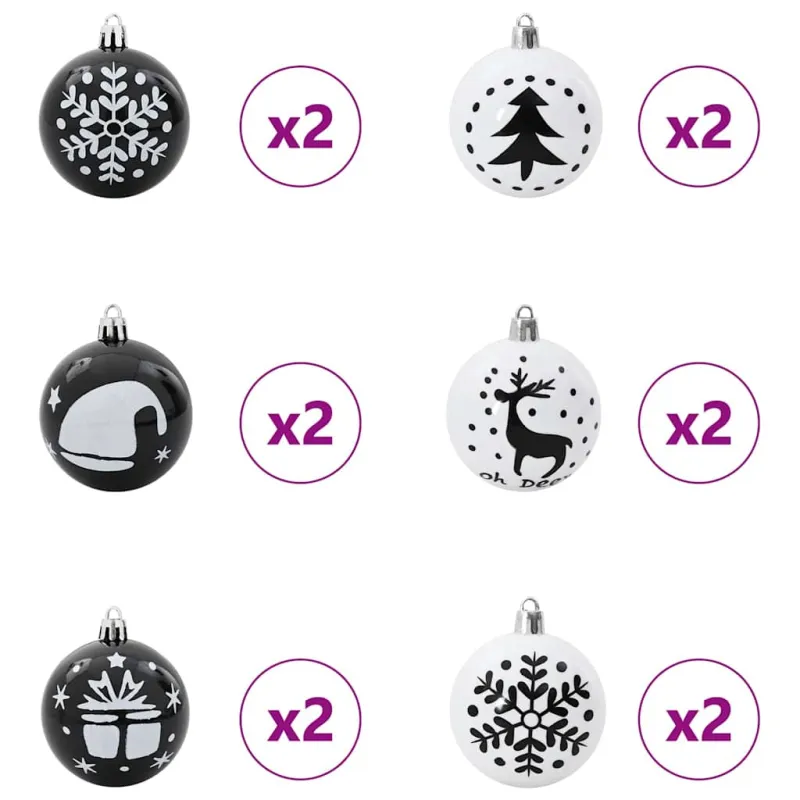 Kalėdinių Kraitės Rinkinys 40 pcs Juoda ir Balta Plastmasė