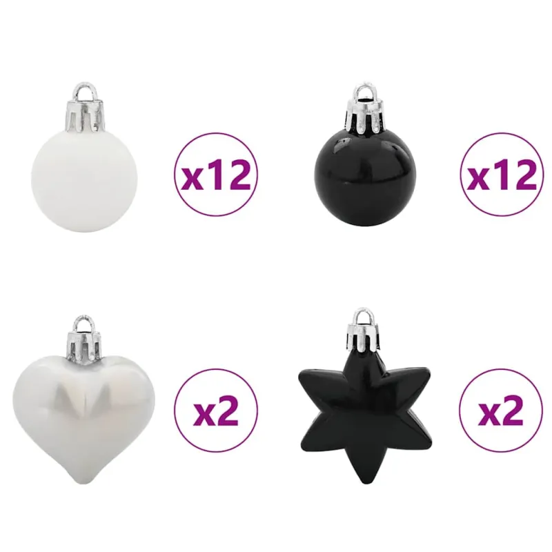 Kalėdinių Kraitės Rinkinys 40 pcs Juoda ir Balta Plastmasė