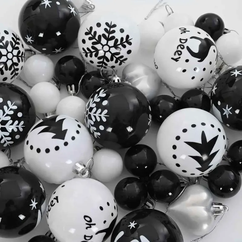 Kalėdinių Kraitės Rinkinys 40 pcs Juoda ir Balta Plastmasė