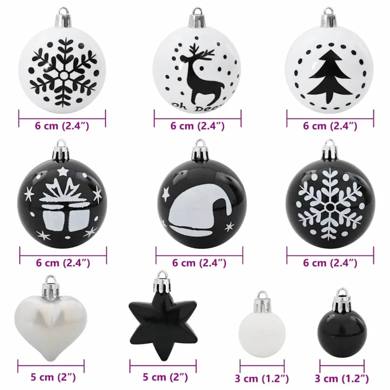 Kalėdinių Kraitės Rinkinys 40 pcs Juoda ir Balta Plastmasė