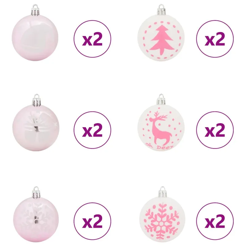 Kalėdinių Kraitės Rinkinys 40 pcs Balta ir rožinė Plastmasė
