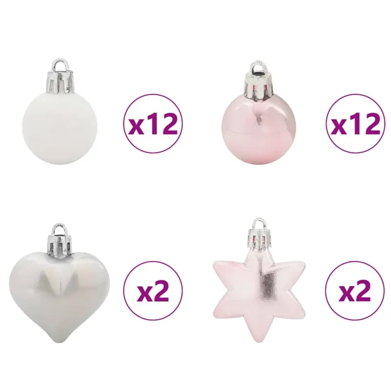 Kalėdinių Kraitės Rinkinys 40 pcs Balta ir rožinė Plastmasė