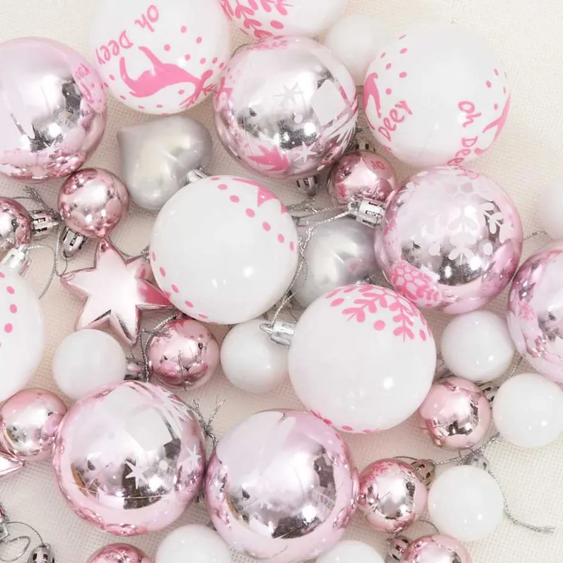 Kalėdinių Kraitės Rinkinys 40 pcs Balta ir rožinė Plastmasė