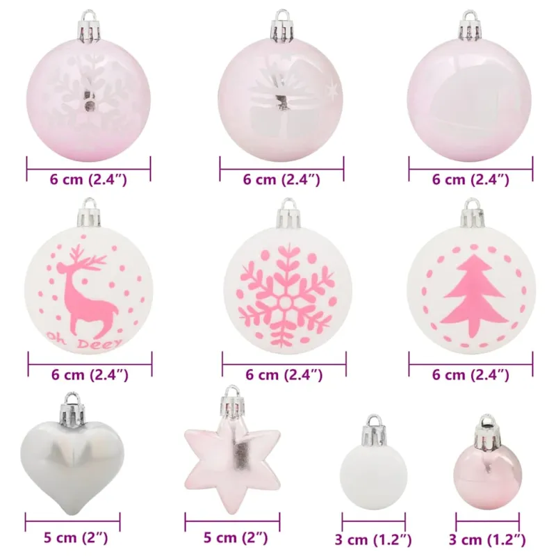 Kalėdinių Kraitės Rinkinys 40 pcs Balta ir rožinė Plastmasė