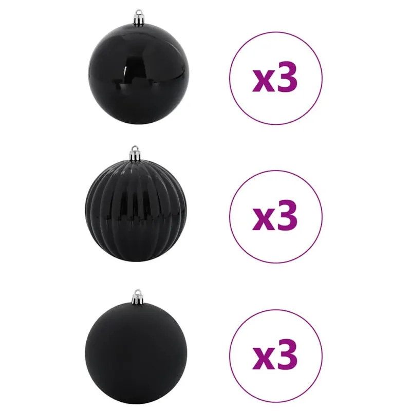 Kalėdų Burbulų Rinkinys XL 9 pcs Juoda Plastmasė