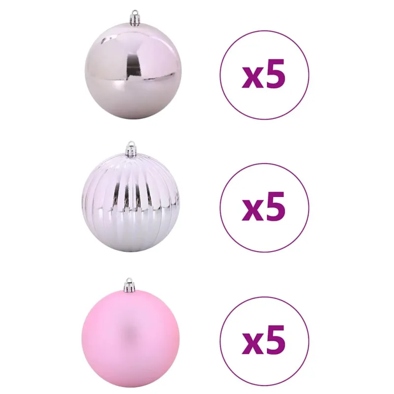 Kalėdų Ornamento Rinkinys XL 15 pcs Rožinė Plastmasė