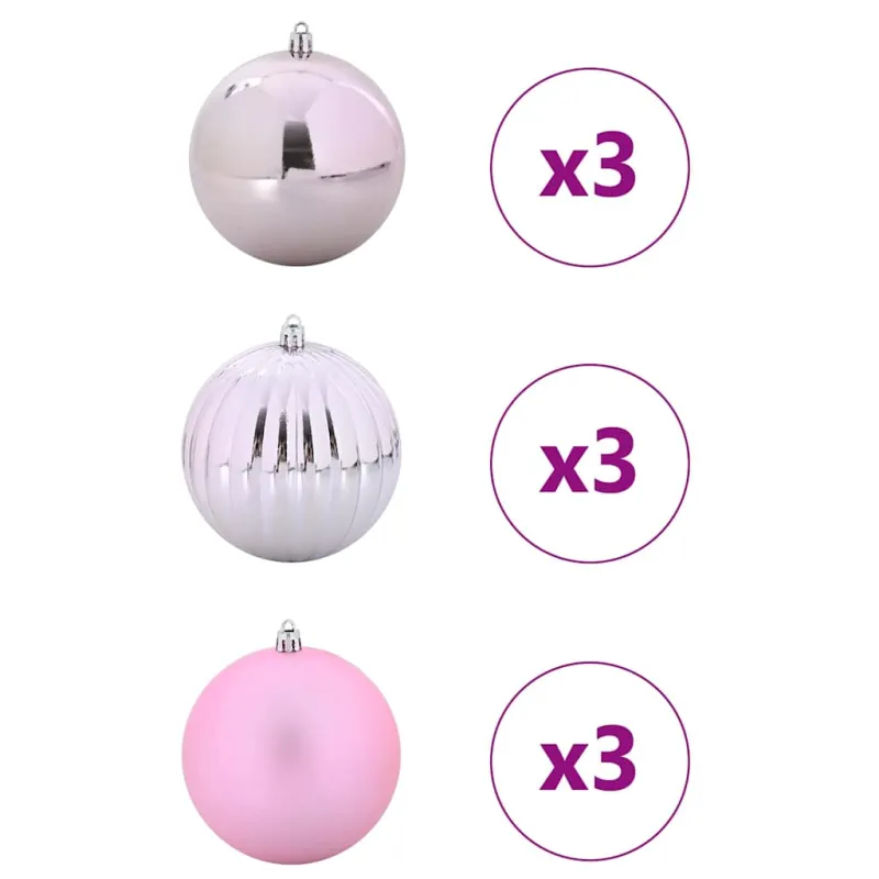 Kalėdų Kamuoliukų Rinkinys XL 9 pcs Rožinė Plastmasė