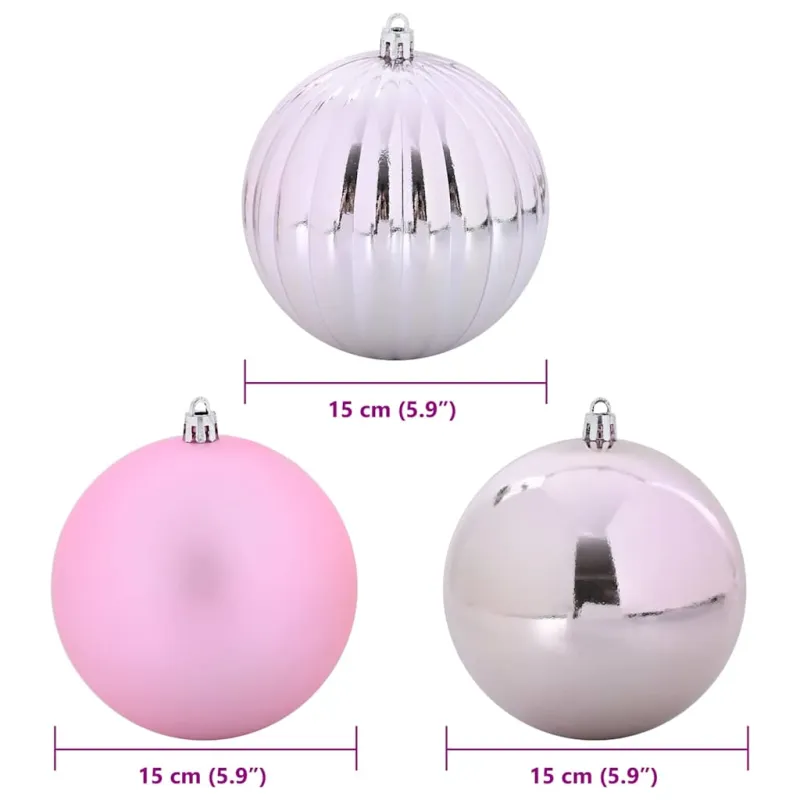 Kalėdų Kamuoliukų Rinkinys XL 9 pcs Rožinė Plastmasė
