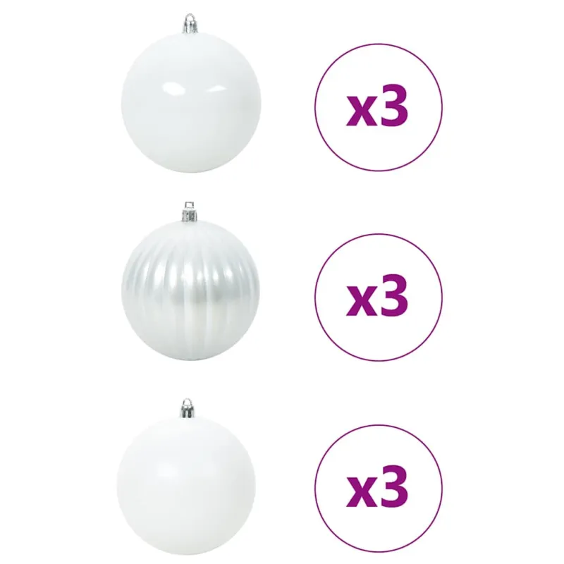 Kalėdinis Kamuoliukų Rinkinys XL 9 pcs Balta Plastmasė