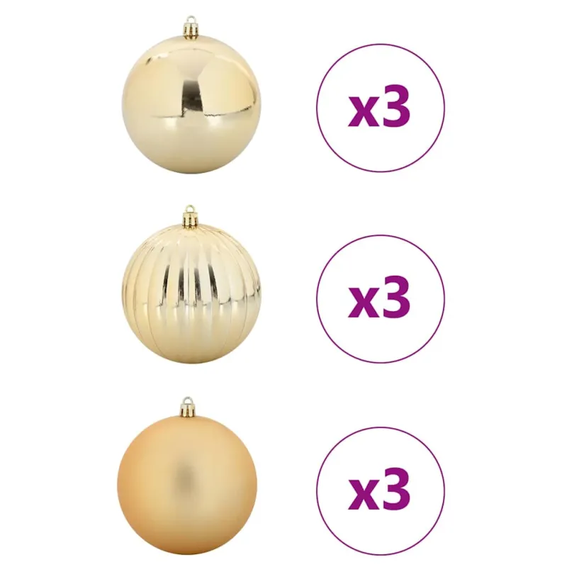 Kalėdų Burbulų Rinkinys XL 9 pcs Auksinė Plastmasė