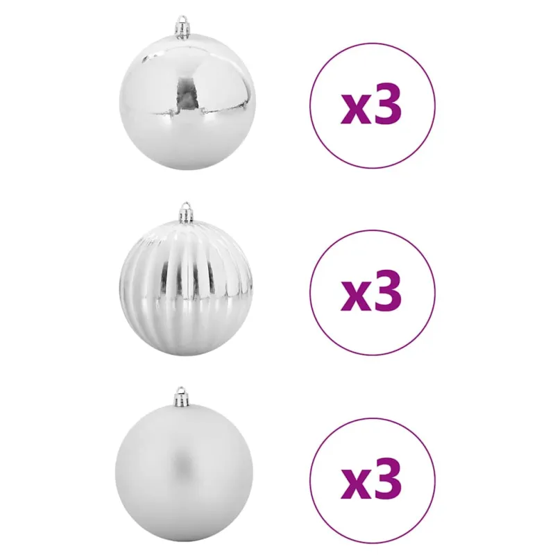 Kalėdinis Kamuoliukų Rinkinys XL 9 pcs Sidabro Plastmasė