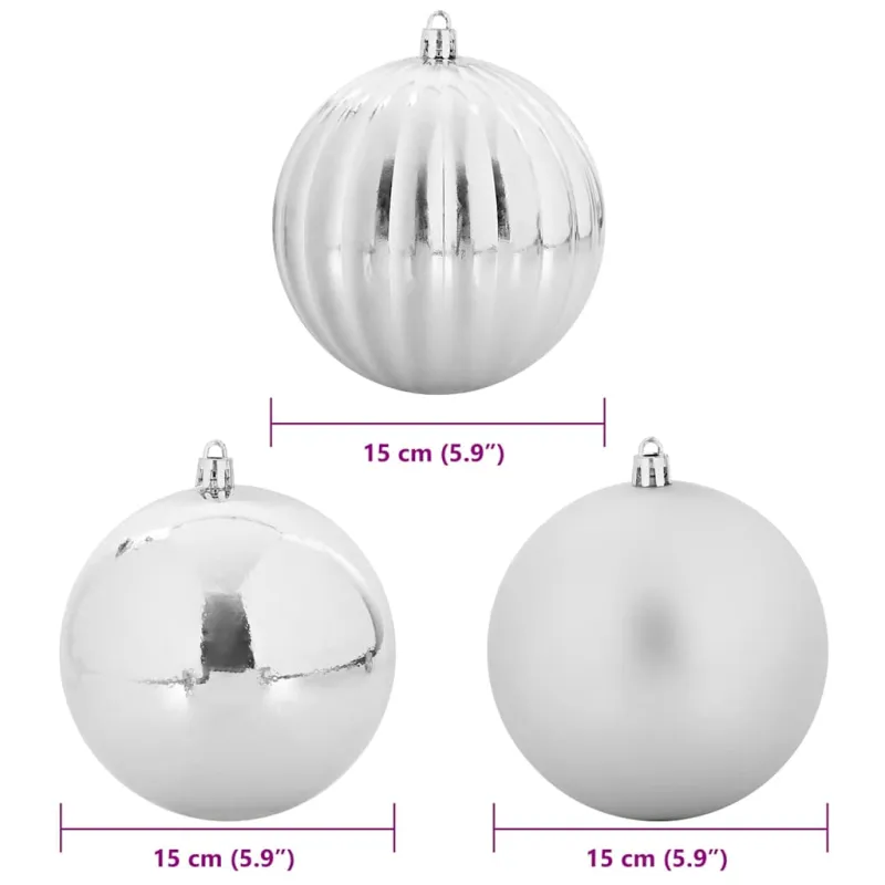 Kalėdinis Kamuoliukų Rinkinys XL 9 pcs Sidabro Plastmasė