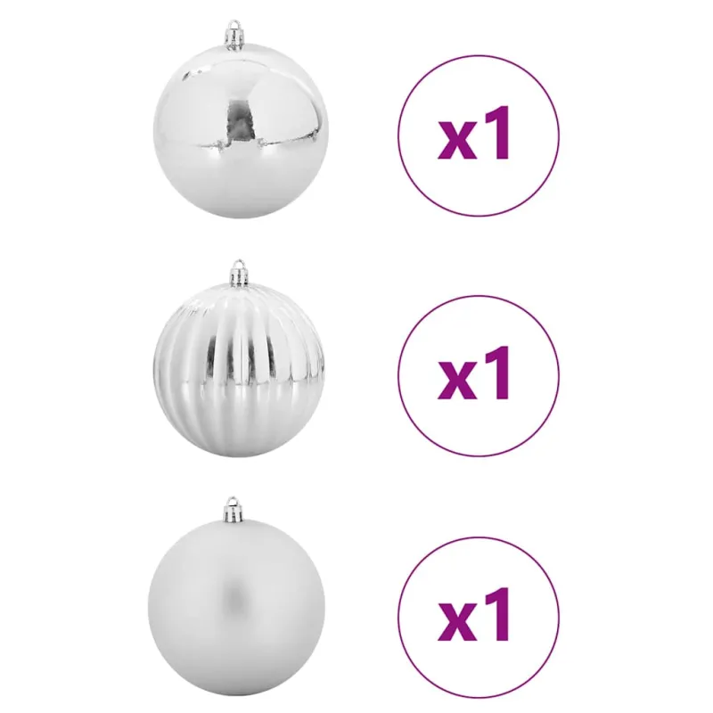 Kalėdinių Kamuoliukų Rinkinys XXL 3 pcs Sidabro Plastmasė